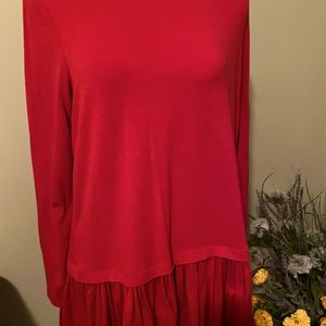 J Jill red tunic with pleated ruffle - MP